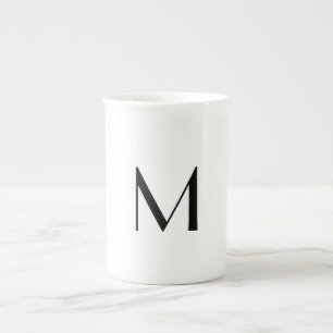 solid vit - lägg till svart monogram benporslin mugg