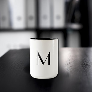 solid vit - lägg till svart monogram Två-Tonad mugg