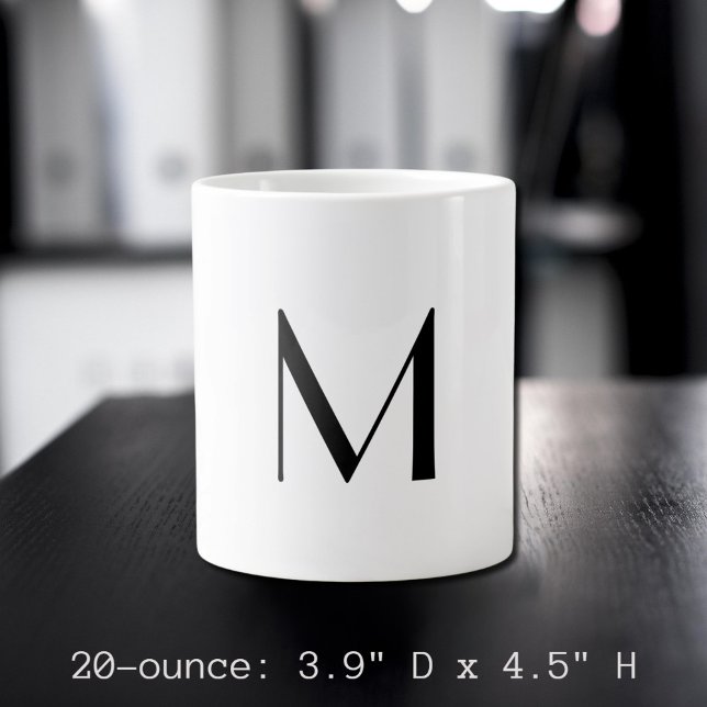  solid white - add  black monogram   jumbo mugg (Skapare uppladdad)