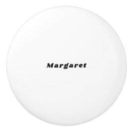 Solid White Ceramic Knob with Your Name in Style Knopp