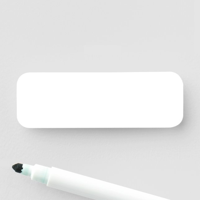 Solid white plain simple elegant blank dry erase namnbricka (På plats)