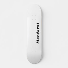 Solid White Skateboard med ditt namn i Stil
