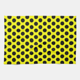 Solid Yellow with Modern Black Dot Style Kökshandduk