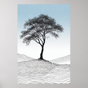Solidaritet: Ett minimalistiskt Träd i konst Poster
