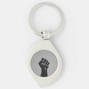 Solidaritet - Fist Carbon Fiber Decor Stil Swirl Silverfärgad Nyckelring