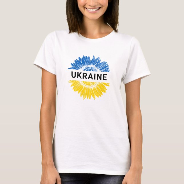 Solidaritet för Ukrainas solrosstöd T Shirt (Framsida)
