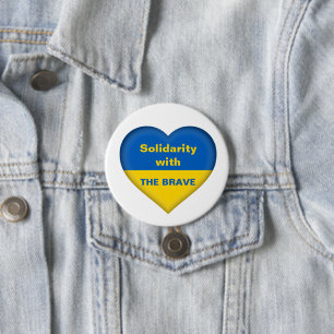 Solidaritet Hjärtat i Ukrainas Flagga Knapp