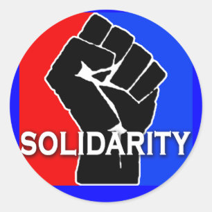 SOLIDARITET i rött, vit, blått och svart Runt Klistermärke