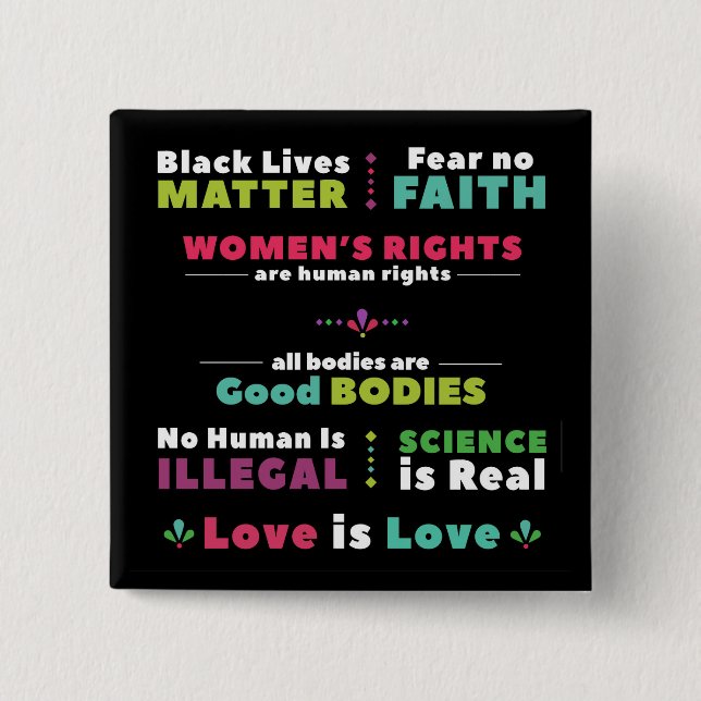 Solidaritet klämmer fast svart bakgrund knapp (Framsida)