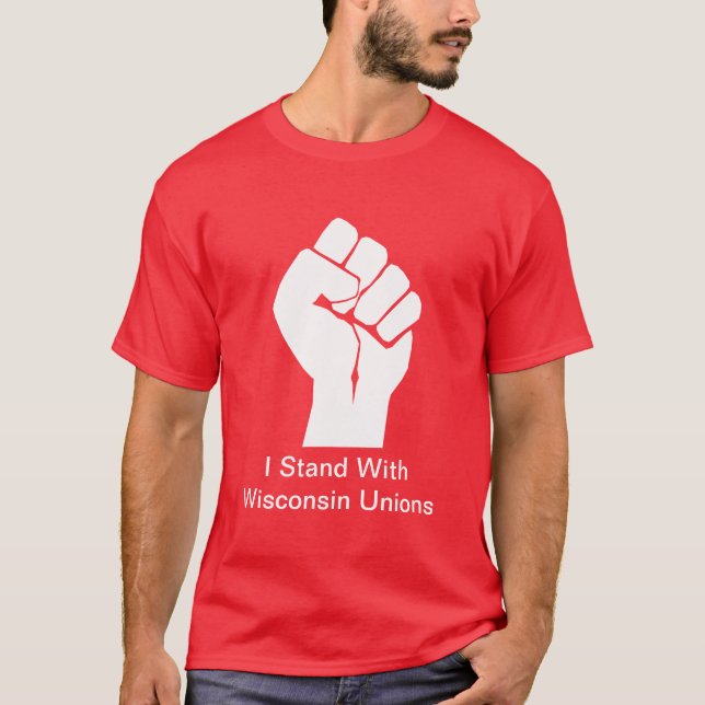 Solidaritet med Wisconsin unioner Tee (Framsida)