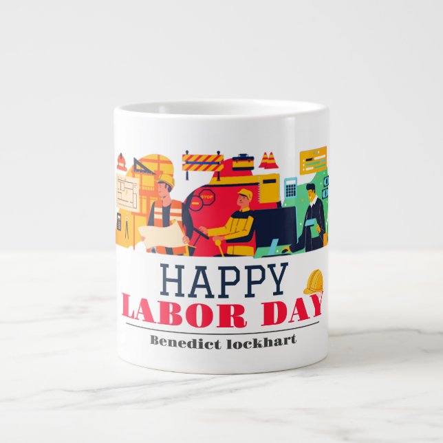 Solidaritetsarbetarnas enhetsdag med USA flagga Jumbo Mugg (Framsidan)
