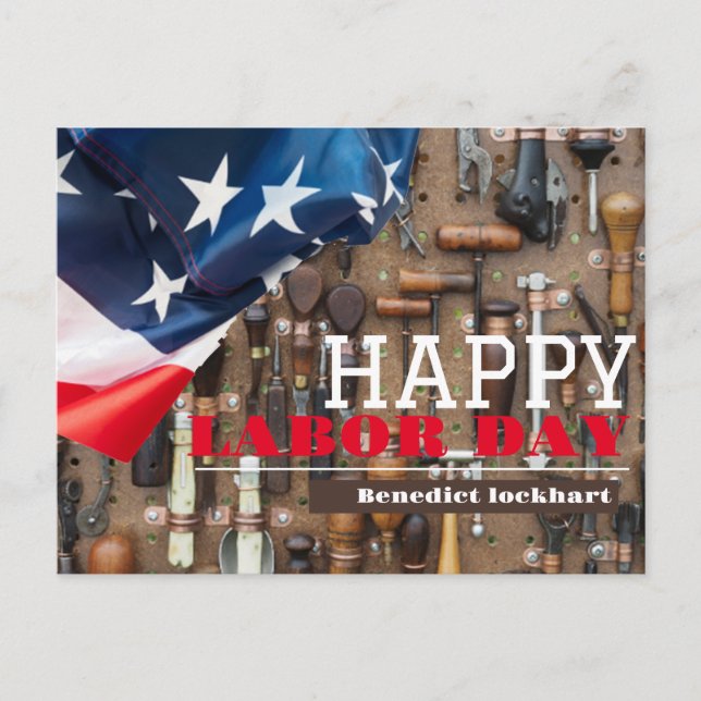 Solidaritetsarbetarnas enhetsdag med USA flagga Vykort (Framsida)