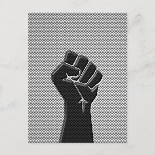 Solidaritetsnäve i kolfiberstil vykort (Framsida)