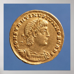 Solidus av Constantine II cuirassed Caesar Poster