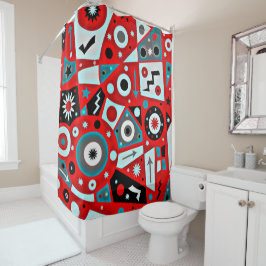 Solidus Red Galactic Shower Curtain