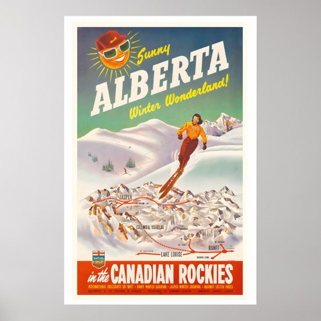 Solig Alberta Vinterparadis i Kanada Poster (Framsidan)