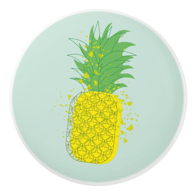 Solig Ananas Modern Grafisk Konst Gul Grön  Knopp (Framsidan)