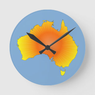 Solig Australien karta Rund Klocka