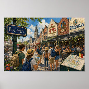 Solig Belgisk Boulevard Drömplansch Poster