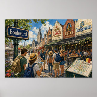 Solig Belgisk Boulevard Drömplansch Poster