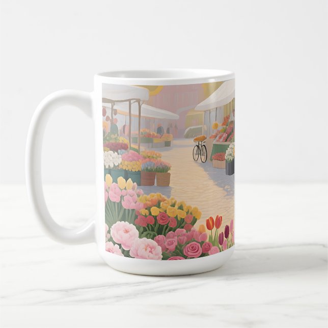 Solig blomster­gata kaffemugg (Vänster)