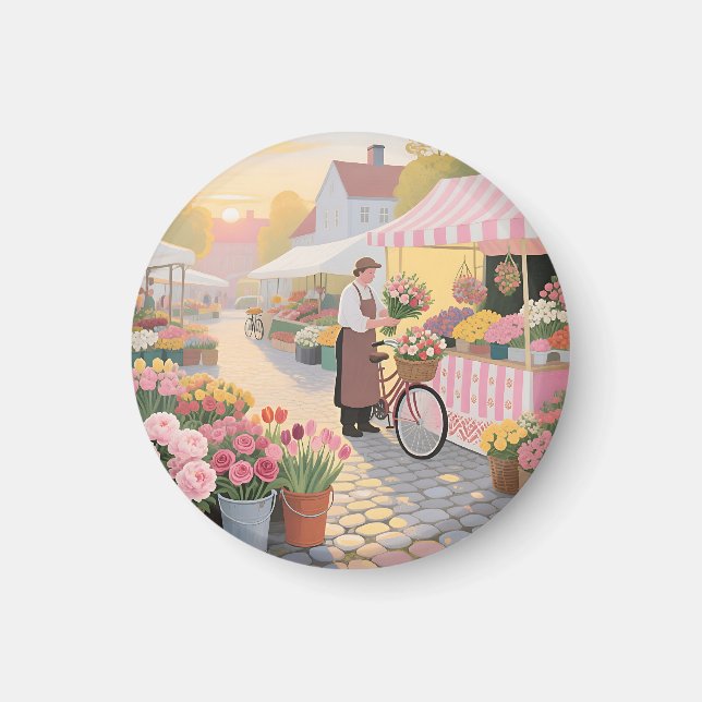 Solig blomster­gatu­scen magnet (Framsidan)