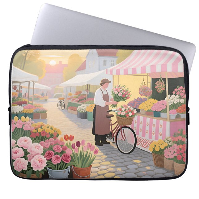 Solig blomster-gatubild laptop fodral (Framsidan)