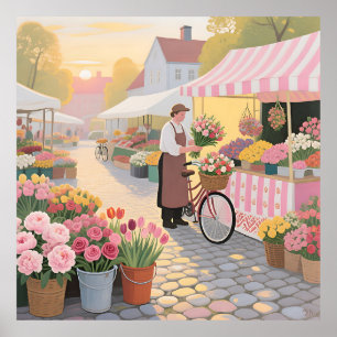 Solig blomster-gatubild poster