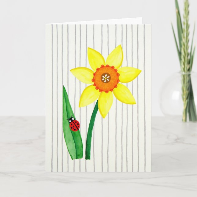 Solig Blomster Insekt Konst Kort (Framsida)