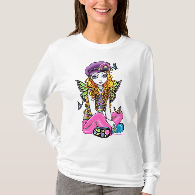 "Solig" Candied bästa fjärilsregnbågefe Tee (Framsida)
