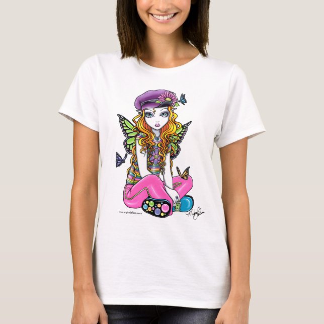 "Solig" Candied tanktop för fjärilsregnbågefe Tee Shirt (Framsida)