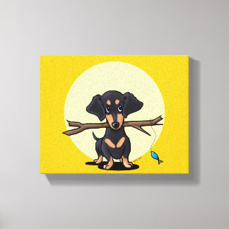 Solig Dachshund Hund Canvastryck