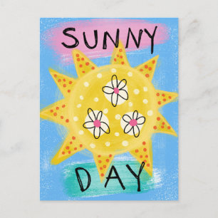 Solig Dag - Söt Lycklig Sol Postkort Vykort