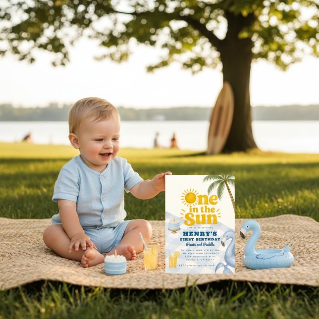 Solig En i solens picknick och paddla  Inbjudningar (Skapare uppladdad)