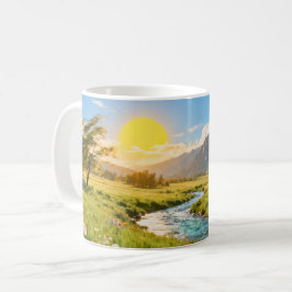 Solig flodlandskapskopp kaffemugg