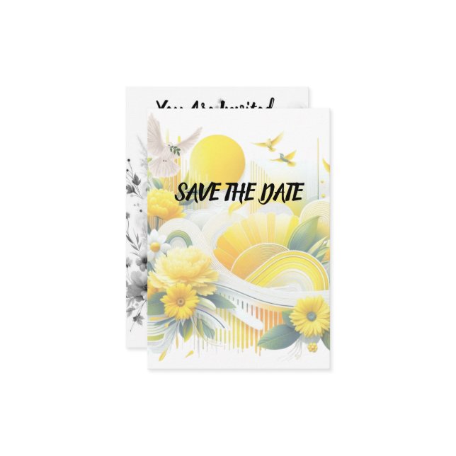 Solig Fusion: Gula & Limegröna Livliga Design Spara Datumet (Fram/Back In Situ)