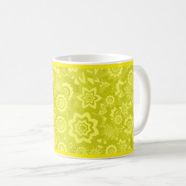 Solig gul blomsterbakgrund kaffemugg (Framsida höger)