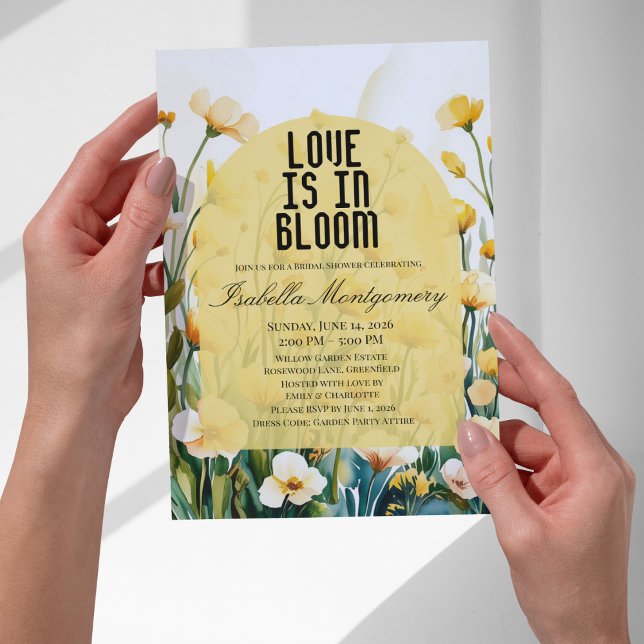 Solig Gul Palett Kärlek i Blom Bröllopsdusch Inbjudningar (Sunny Yellow Palette Love in Bloom Bridal Shower Invitations
)