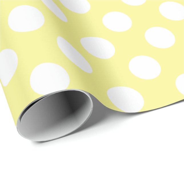 Solig gult- och vitpolka dots presentpapper (Rullad Hörn)