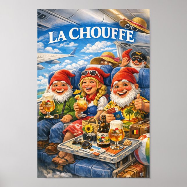 Solig Ibiza-flygning med belgisk öl-poster Poster (Framsidan)
