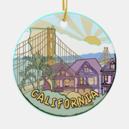 Solig Kalifornien-ornament Julgransprydnad Keramik