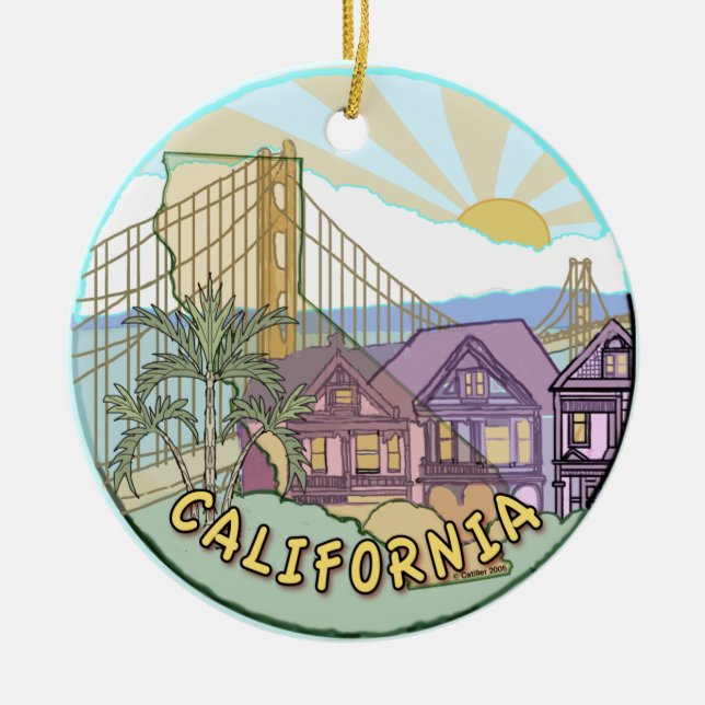 Solig Kalifornien-ornament  Julgransprydnad Keramik (Framsidan)
