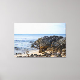 Solig klippig strand landskapsresefotografering canvastryck