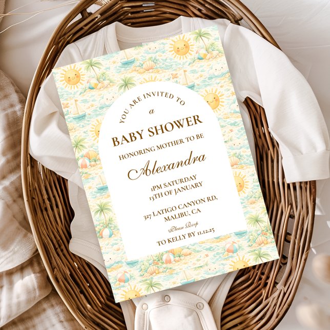 Solig kuststrand Baby Shower Inbjudningar (Skapare uppladdad)
