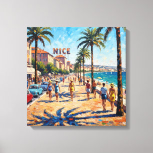 Solig Nice Riviera Promenad Canvas Konst