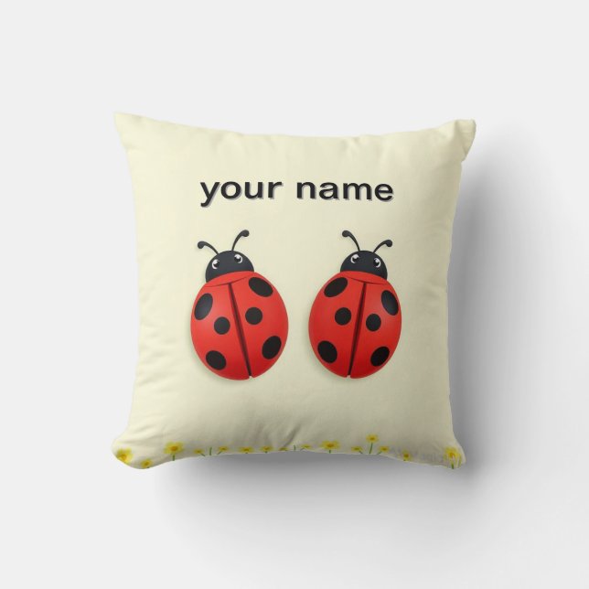 🐞 Solig Nyckelpigor Duo För Glad Hem Dekoration � Kudde (Framsida)