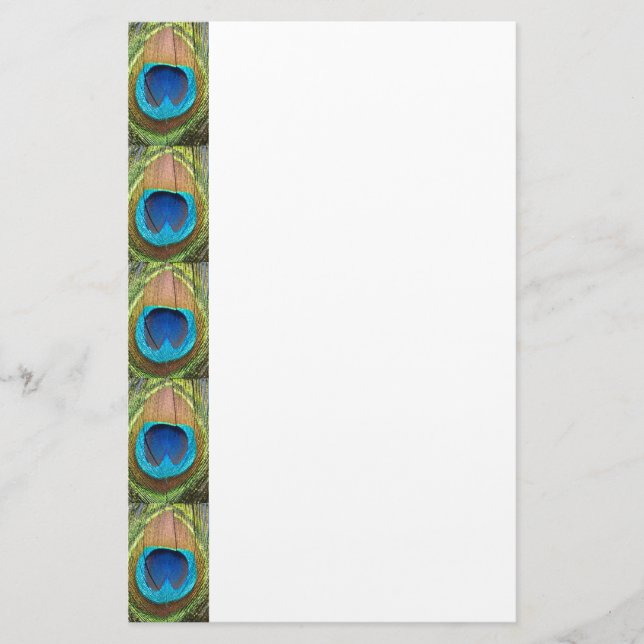 Solig påfågelfjäder brevpapper (Framsida)