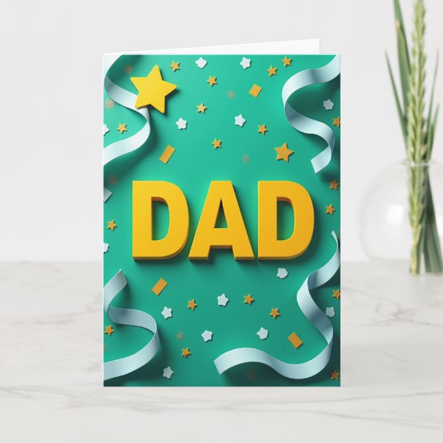 Solig Pappa Teal Scenkort Kort (Framsida)