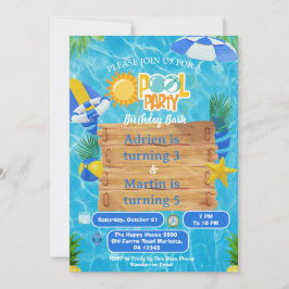 Solig Poolparty För Barn Inbjudningar