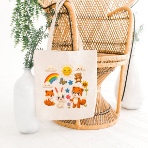 Solig regnbåge Djur Vän Totebag Tygkasse